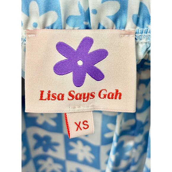 Lisa Says Gah Bailey Button Down Shirt & Wide Leg Pants Sleepwear Set Blue XS - Picture 7 of 8